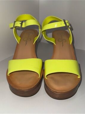 Jessica Simpson Neon Lime Platform Sandals